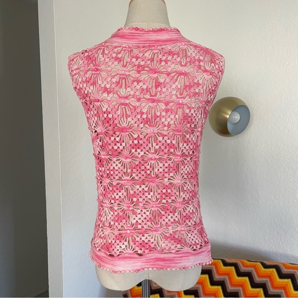 Vintage Hippie Mod Crochet High Neck Top - Picture 2 of 9